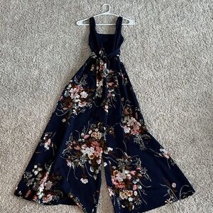 SHEIN Floral Navy Jumpsuit